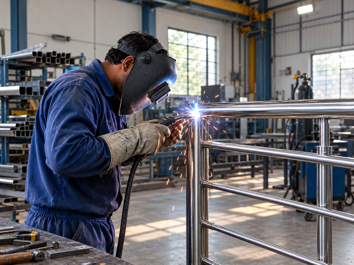 Stainless steel railing fabrication